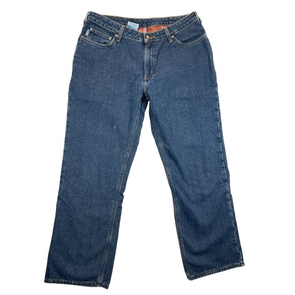 Carhartt Jeans Womens Size 12 Blue 12x30 Flannel Lined Relaxed Fit - Picture 1 of 9